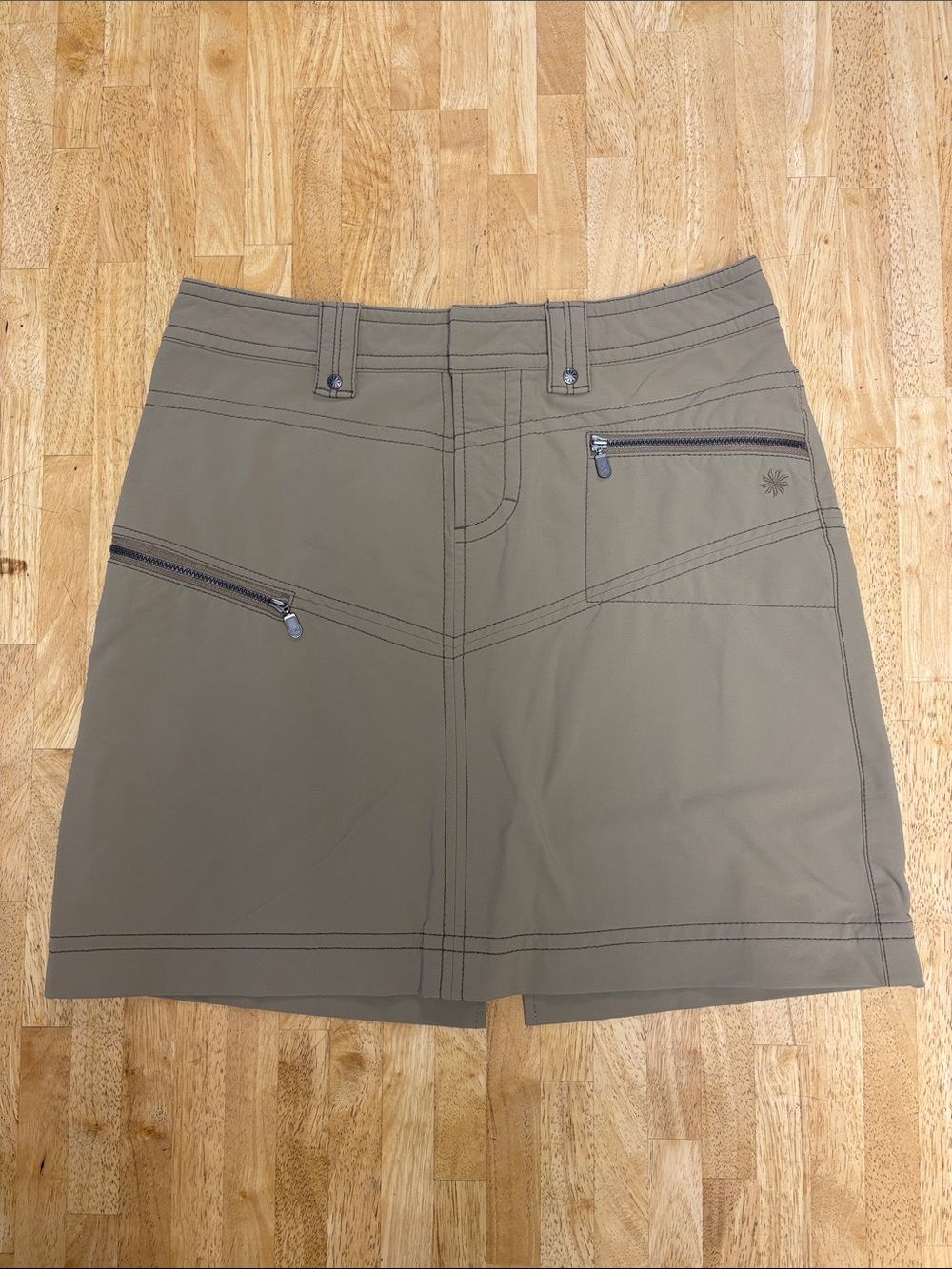 Athleta Tear Away B4 U Play Hiking Cargo Skirt Tan Khaki Golf Utility Sz 4